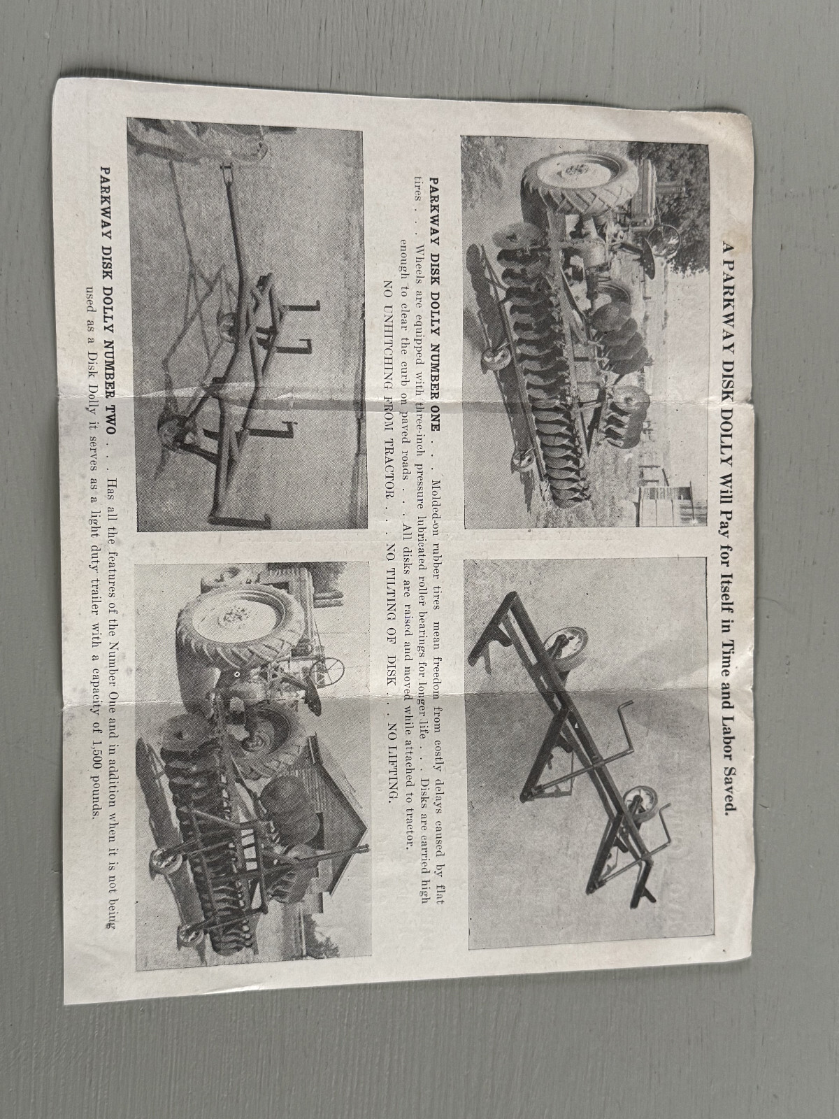 Vintage Parkway Disk Dolly Farm Implement Trailer Oakland NE Nebraska Farm Ag