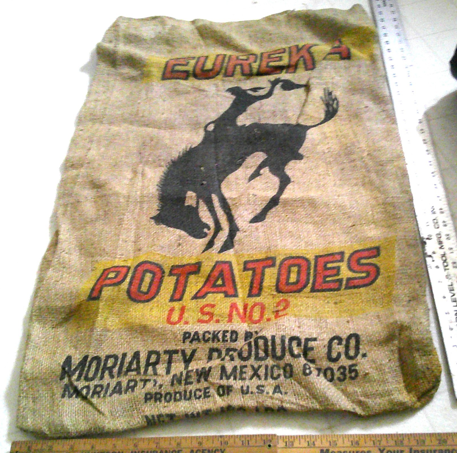 eureka potato bag vintage burlap collectible gunny sack moriarty nm memorabilia