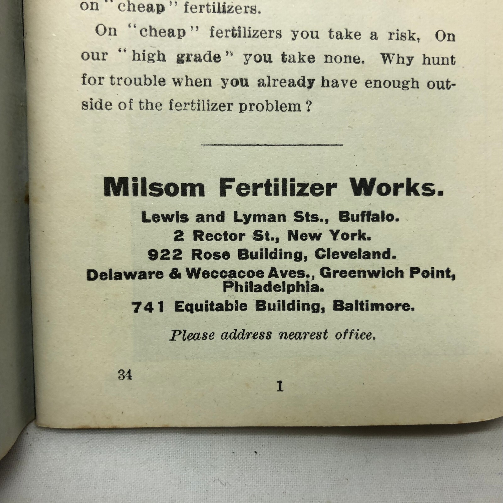 Vintage 1908 The Milsom Fertilizers Cleveland Ohio Pocket Calendar