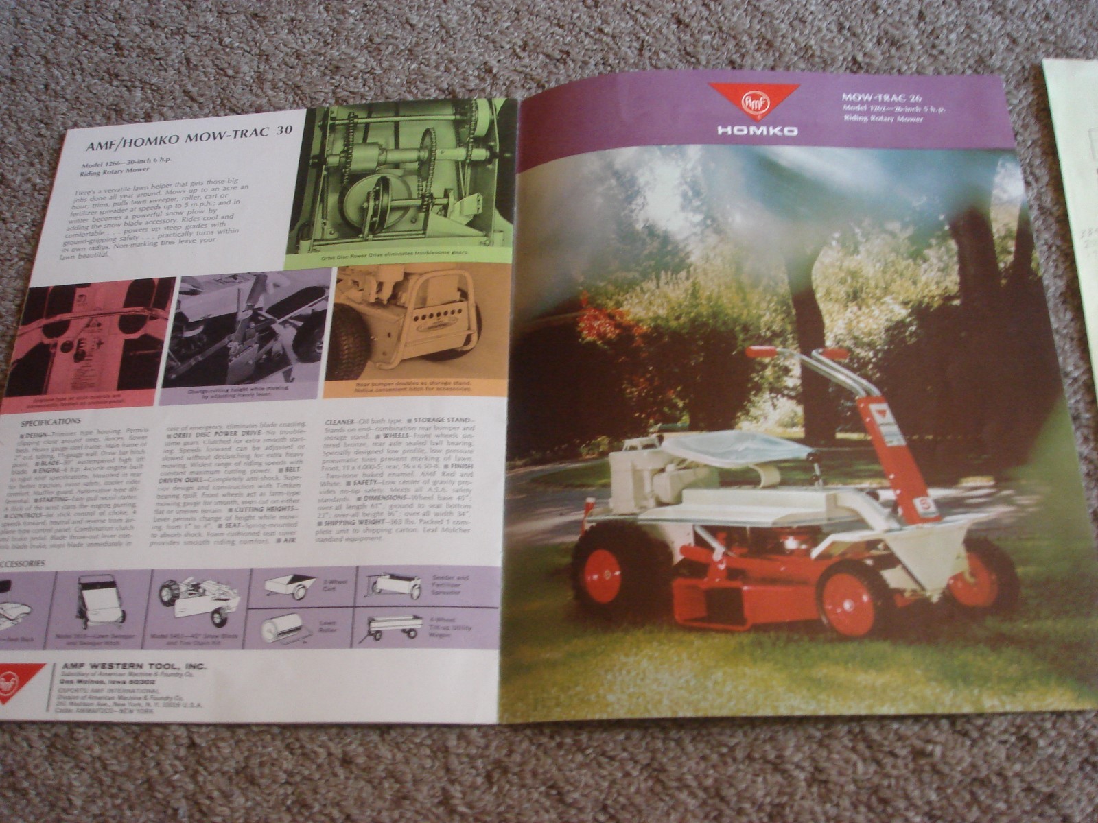VINTAGE HOMKO 1962-1963 LAWN MOWER TRACTOR TILLER DEALER SALES BROCHURE LOT #1