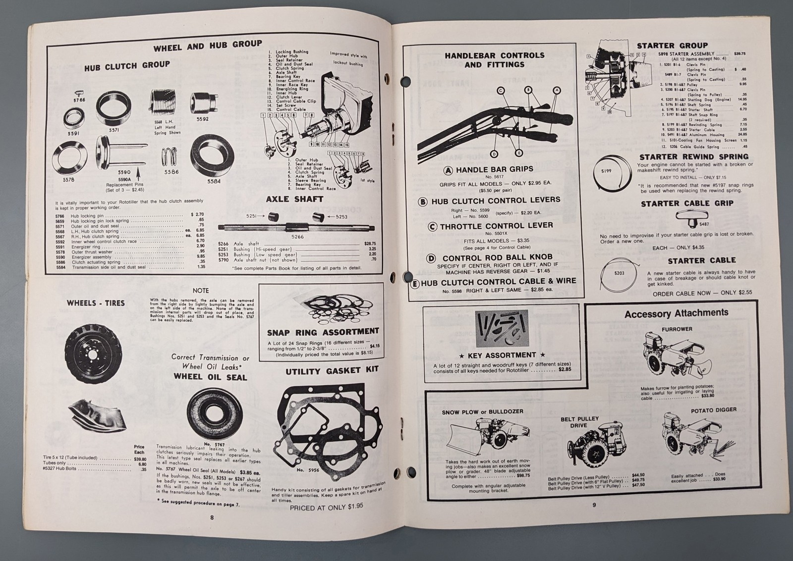 (2) Frazer Rototiller Factory Parts + Price Catalogs 1981 1983