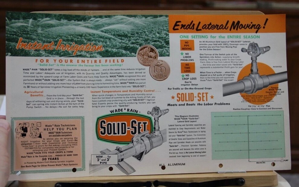 Brochure Wade Rain SOLID SET SPRINKLER Irrigation VINTAGE Portland Oregon OR