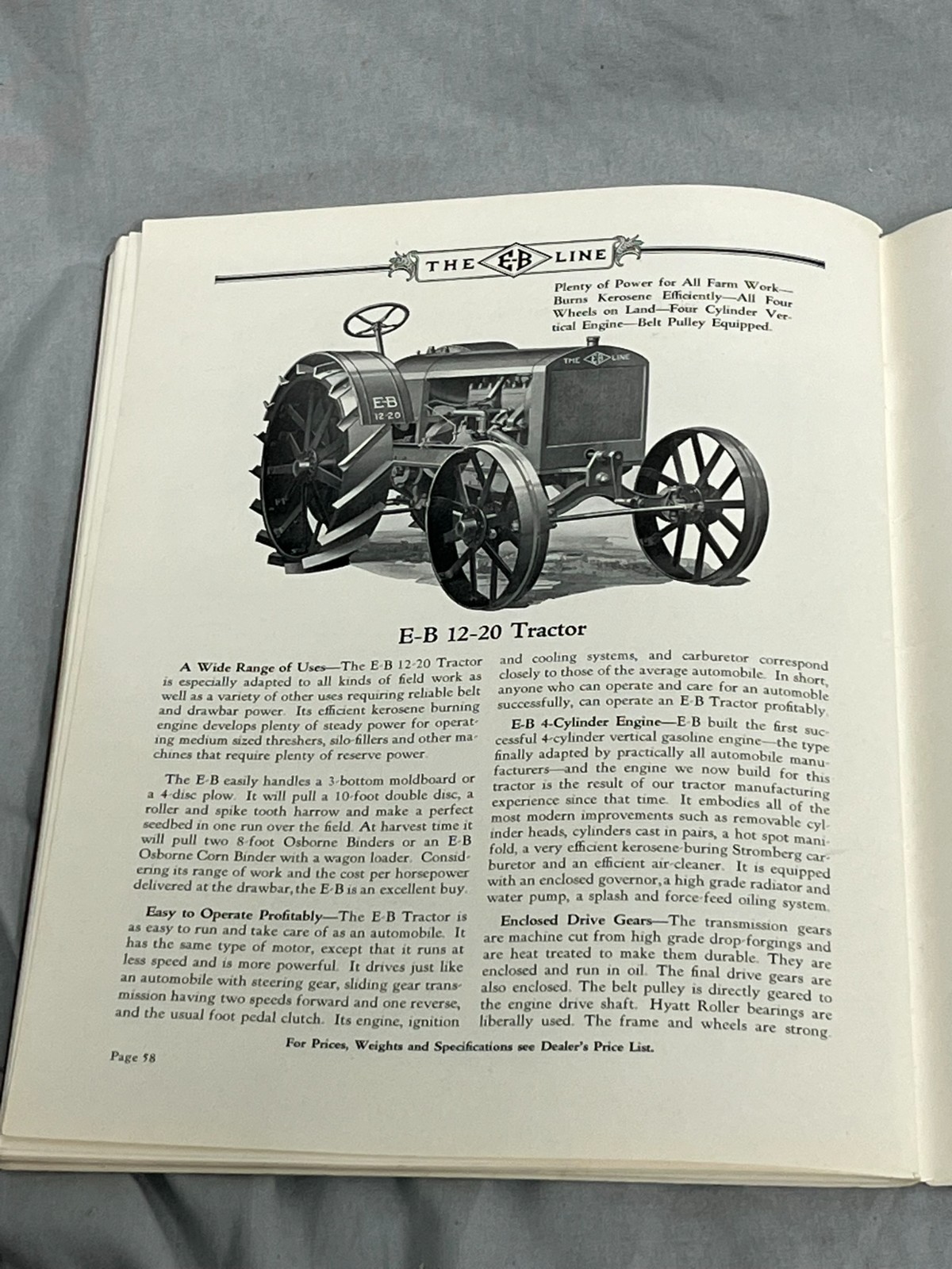 1920s E-B Emerson Brantingham Tractor DEALERS Catalog Brochure hit miss Engine