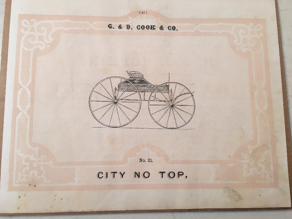 2 Antique G & D Cook Horse Drawn Carriage Advertisements Prints