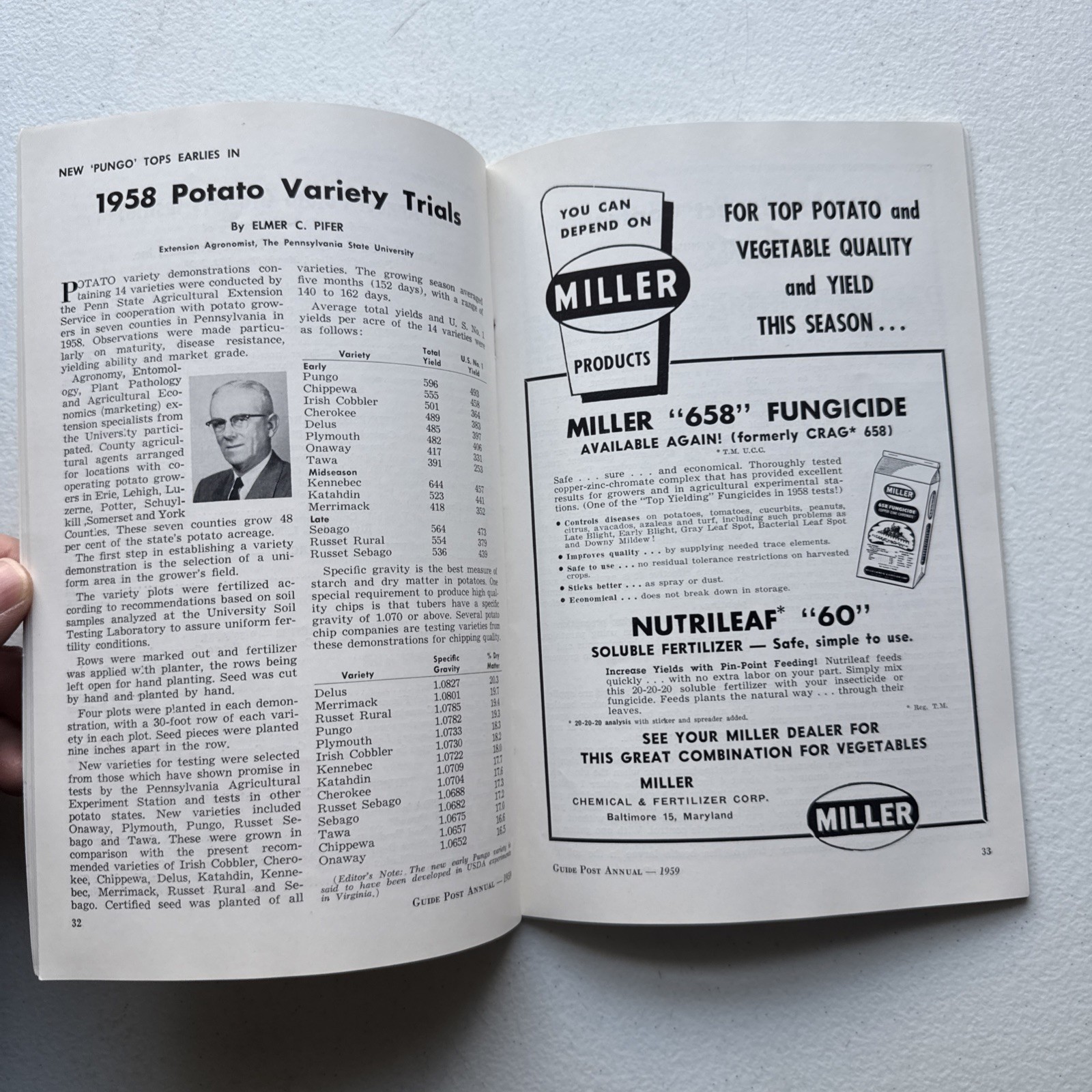 The Guide Post Pennsylvania Potato Growers March 1959 Annual Volume 37 Booklet
