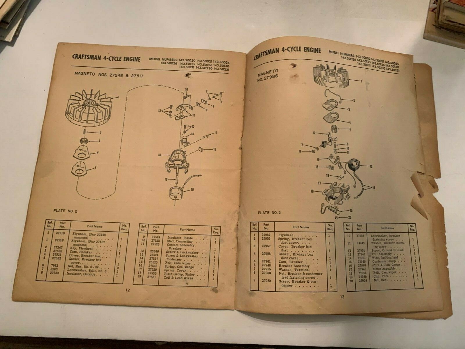 Vintage Sears Roebuck & Co Craftsman 4 Cycle Gasoline Engine Manual