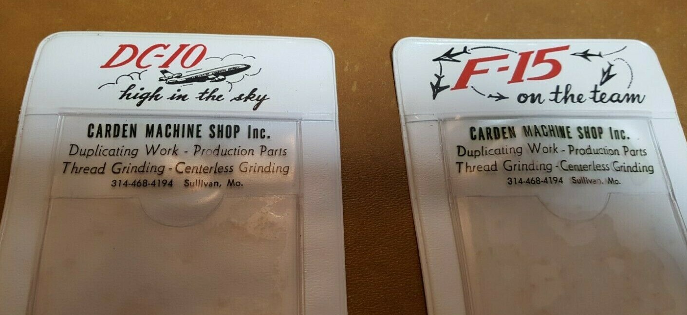 2 Vintage Pocket Protectors McDonnell Douglas F-15 DC-10 Jet NERD Space pen