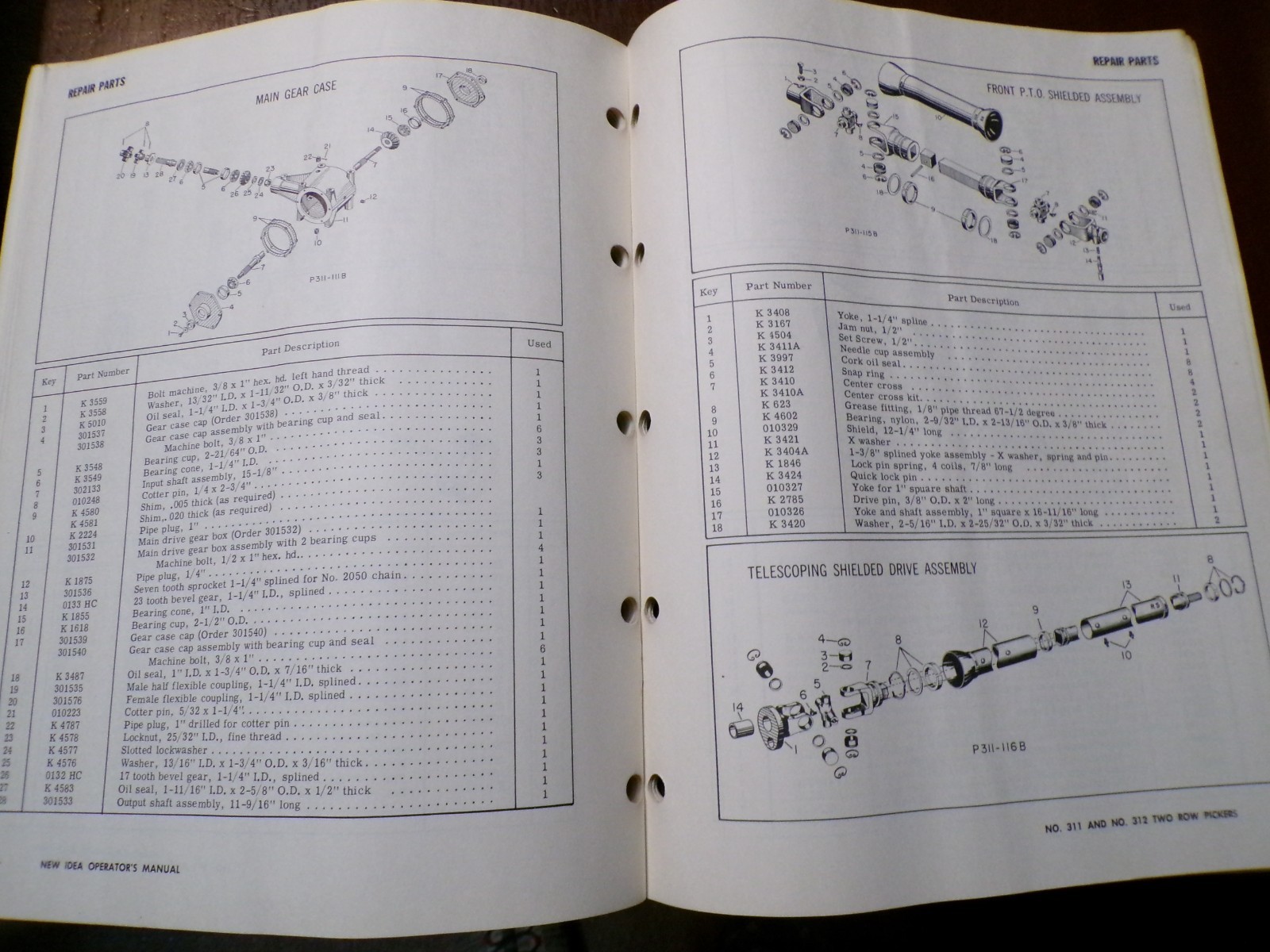New Idea No 311 & 312 Two-Row Pull-Type Pickers Op&rsquo;s Manual, 313 Husking Unit