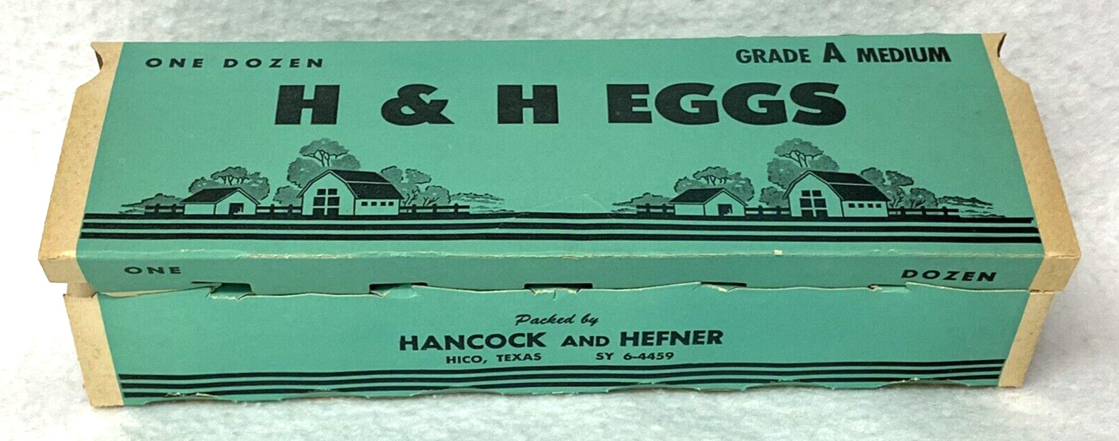 VINTAGE EGG CARTON,NEW OLD STOCK NOS,HANCOCK & HEFNER,ONE DOZEN 2×6,COLLAPSED,TX