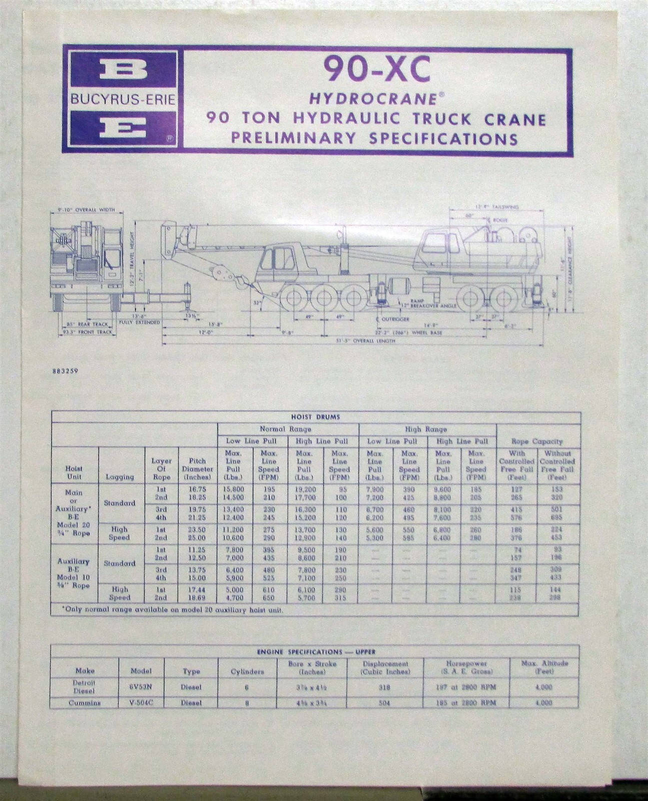 1980 Bucyrus-Erie 90XC Hydrocrane Hydraulic Truck Crane Sales Brochure Prelim