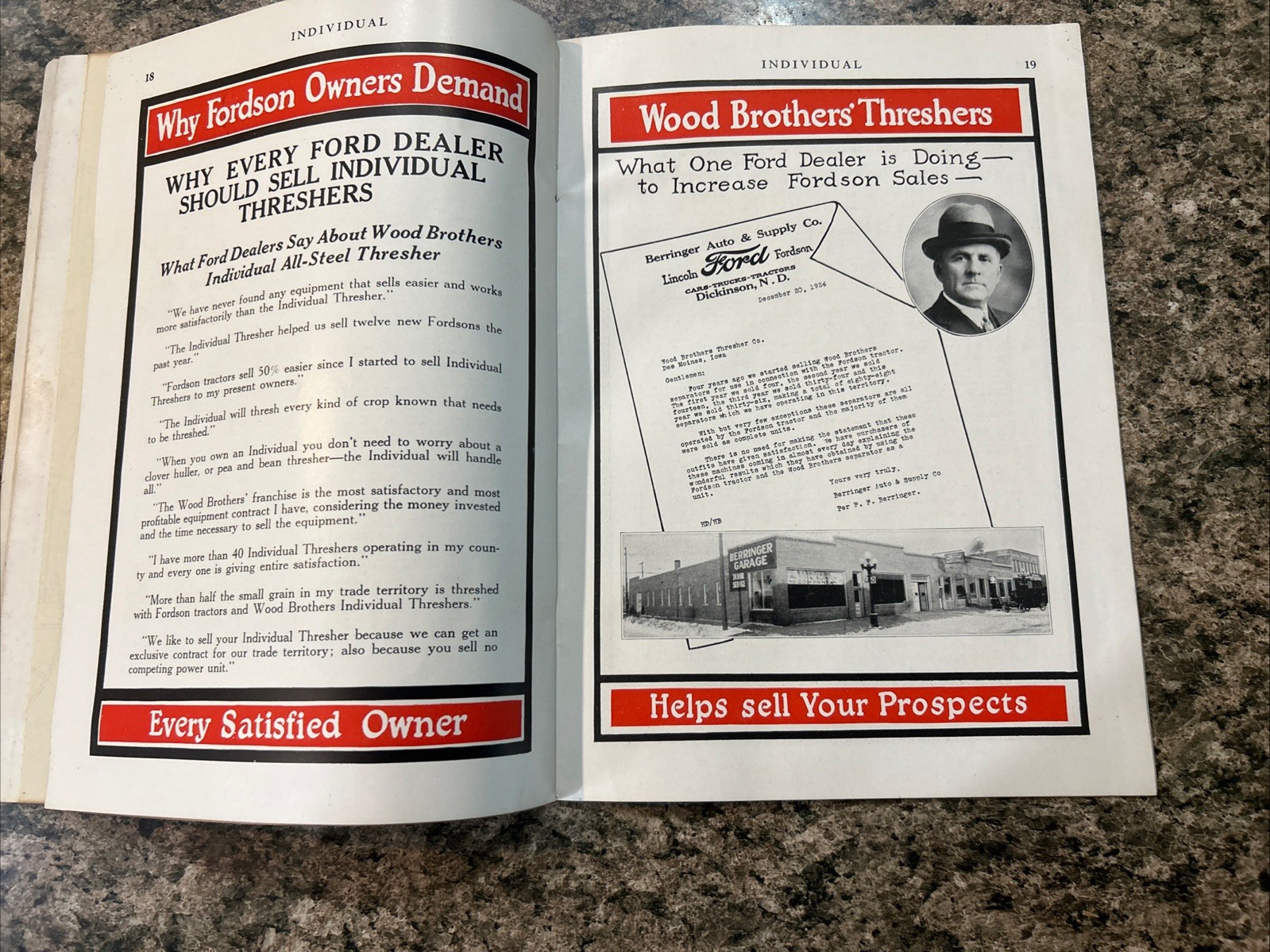 1925 Wood Brothers Thresher For Fordson Tractor Brochure Ag Equipment Ephemera