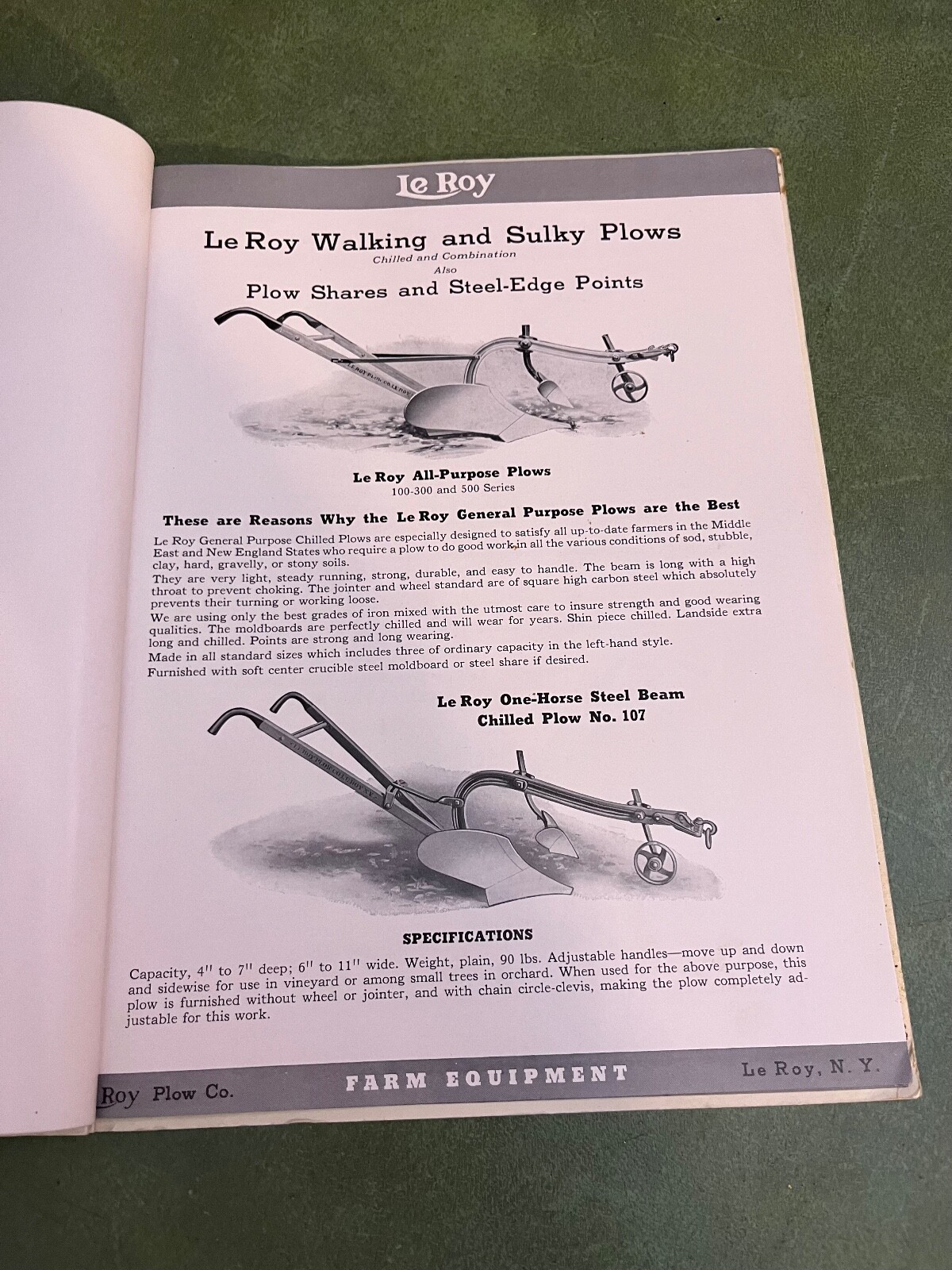 Original Le Roy Farm Equipment Sales Catalog