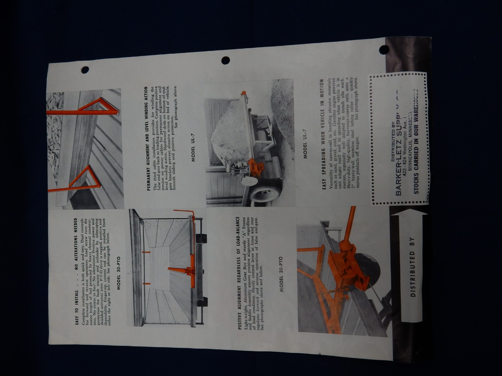 Lot of 2 Vintage Winchester Material Unloading Equipment Model 20 UL-7 Brochure