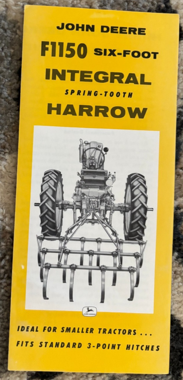 John Deere F1150 Integral Spring Tooth Harrow For 1957 Brochure AMIL26 No.2