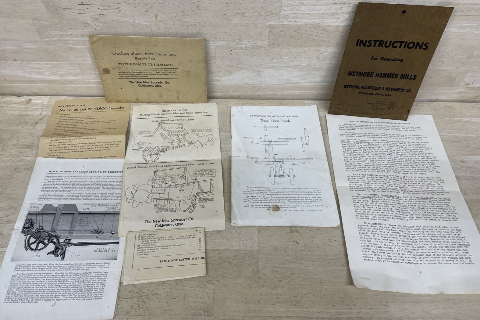 Antique Tractor Wetmore Hammer Mills New Idea Spreader Co. Farm Owner Manual Lot