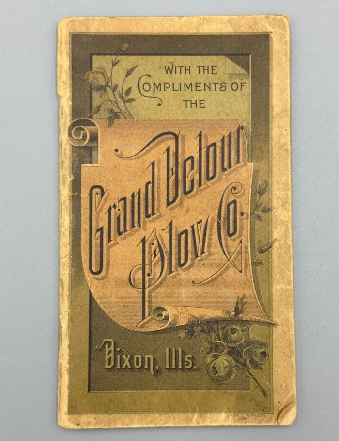 1895 GRAND DETOUR PLOW Co FARM Machinery Pocket Memo Ledger DIXON Illinois Adv