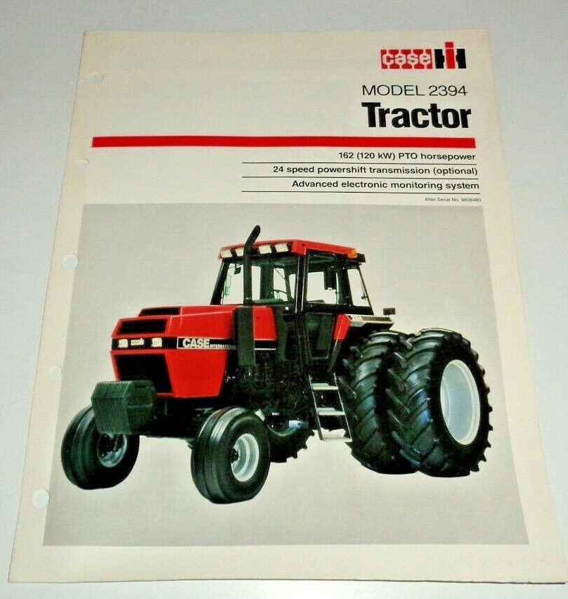 Case IH 2394 Tractor Specifications Sales Brochure Literature AD-60075A specs