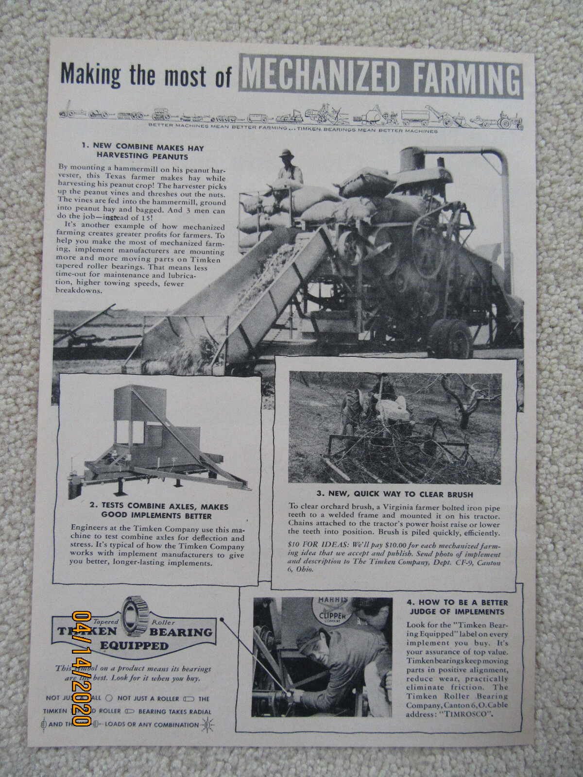 Timken Company, Bearing Equipped, Makes Hay, Harvesting Peanuts, Texas