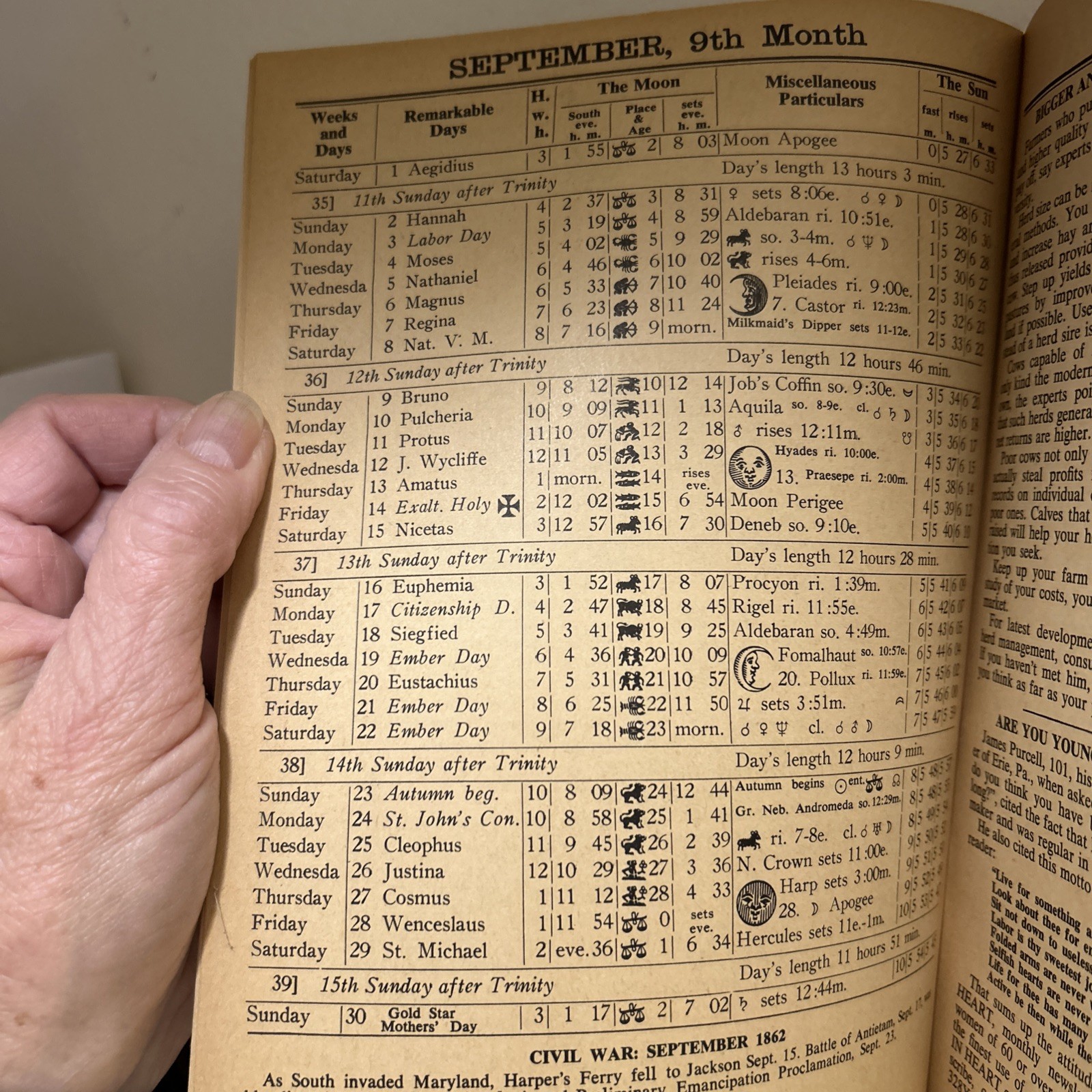 Vintage 1962 John Baer&rsquo;s Sons Agricultural Almanac Lancaster PA Farmers Almanac