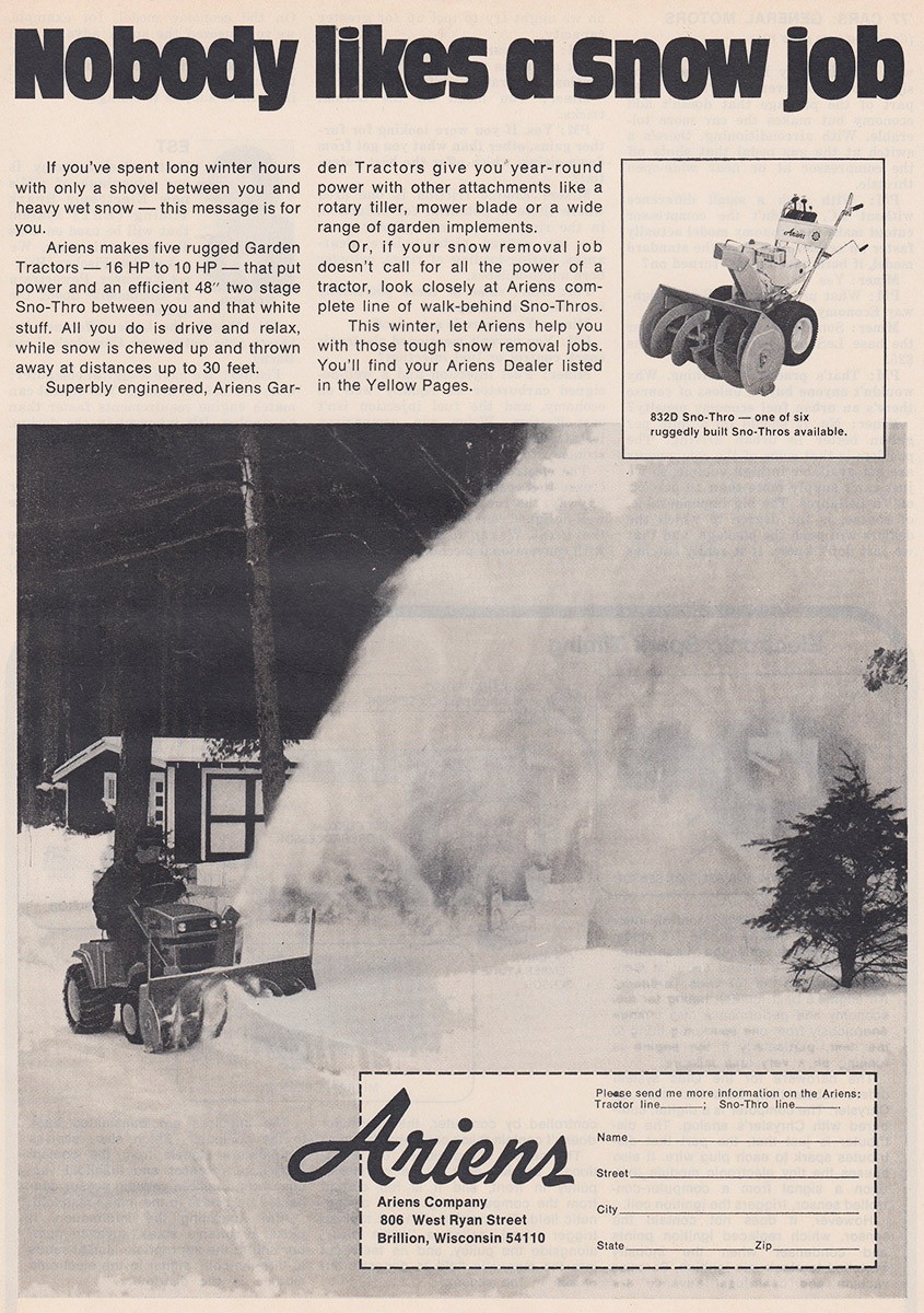 1976 Ariens: Nobody Likes a Snow Job Vintage Print Ad