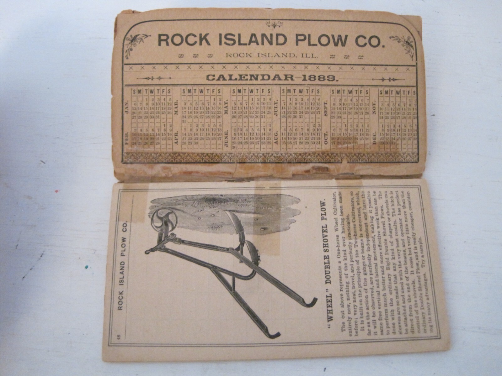 1889 Rock Island Plow Co Annual Farmers Pocket Companion Agricultural Implements