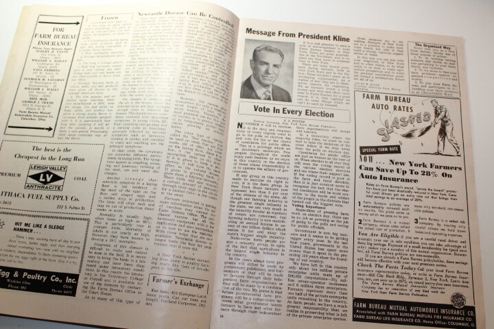 Vintage Tompkins County Ithaca New York Farm Bureau News Magazine Nov. 1949