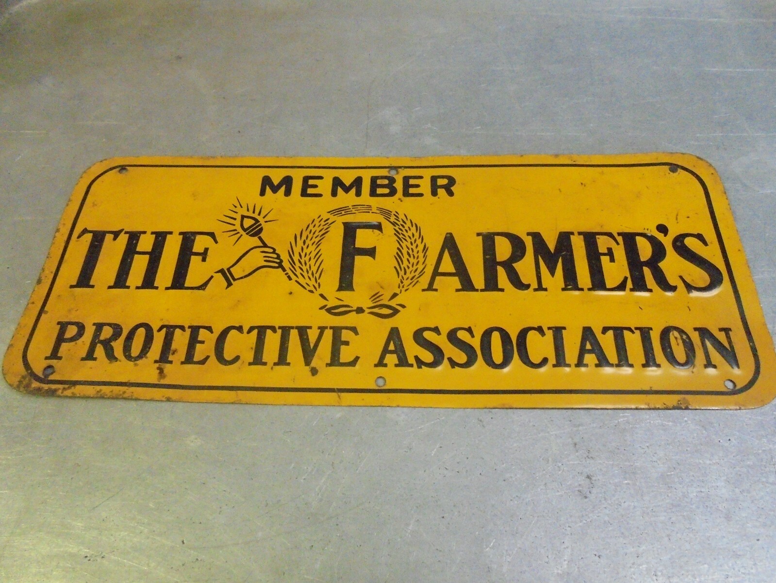 Vintage Member The Farmer&rsquo;s Protective Association Tin Sign