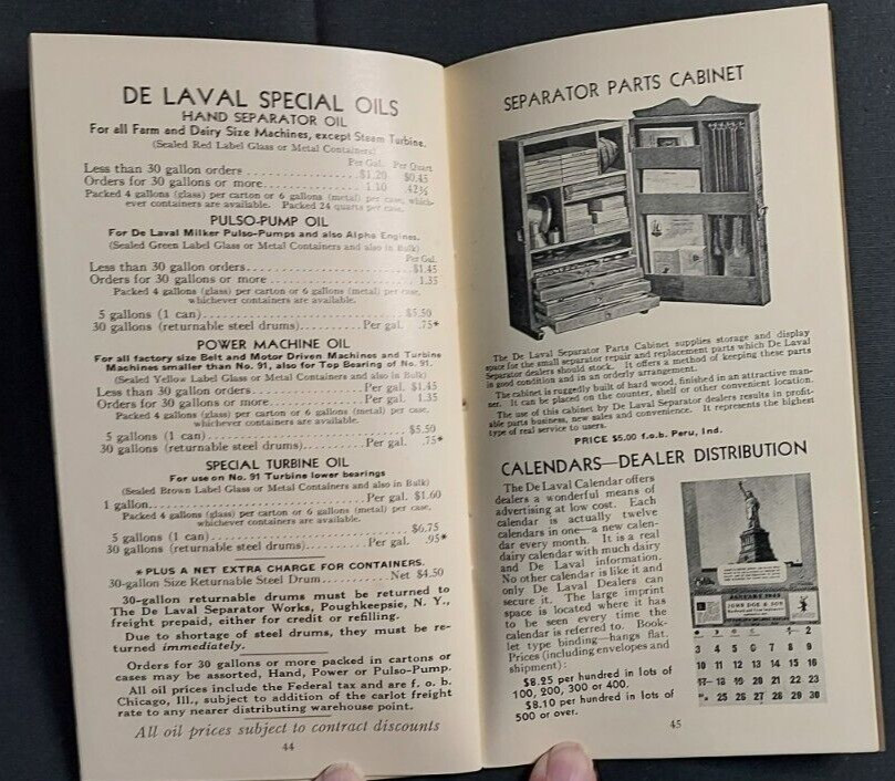 1944 De Laval Price Book Special Dealer Edition DeLaval Separator Co Chicago