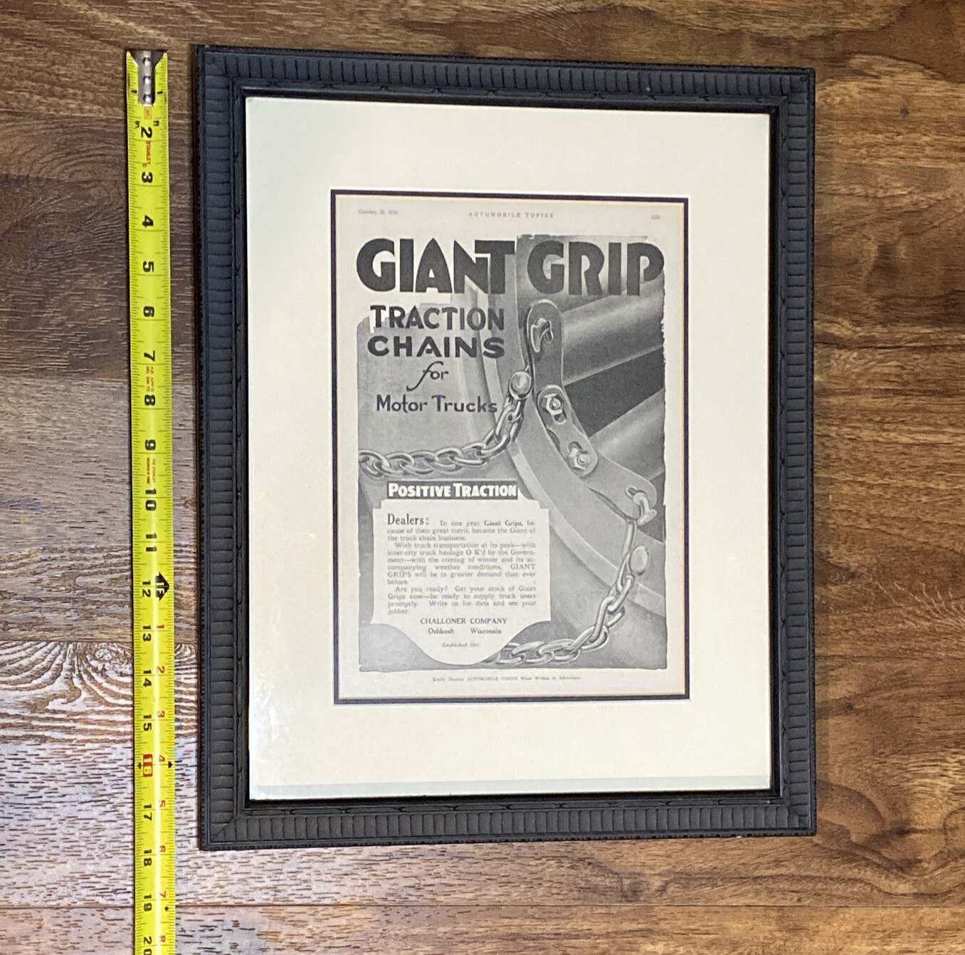 Vintage Advertising Framed Giant Grip Tractor Chains 8 X 11” Automobile Topics