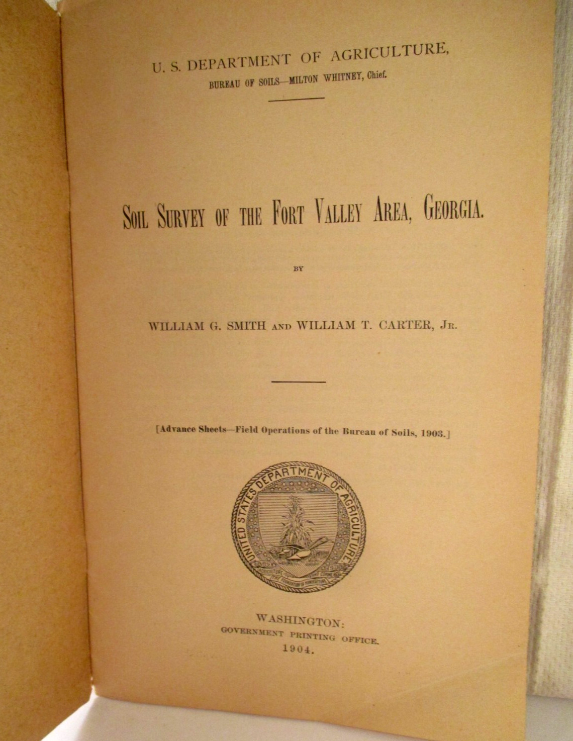 Early 1900s US DEPT AGRICULTURE SOIL SURVEY FORT VALLEY AREA GEORGIA BOOKLET/MAP