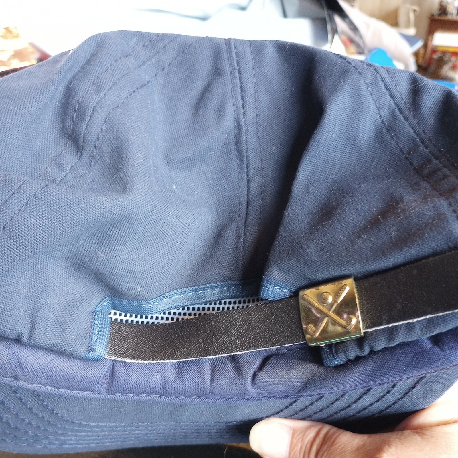 RARE Vintage Sevin Advertisement BALL CAP . Blue , leather adjustable strap.