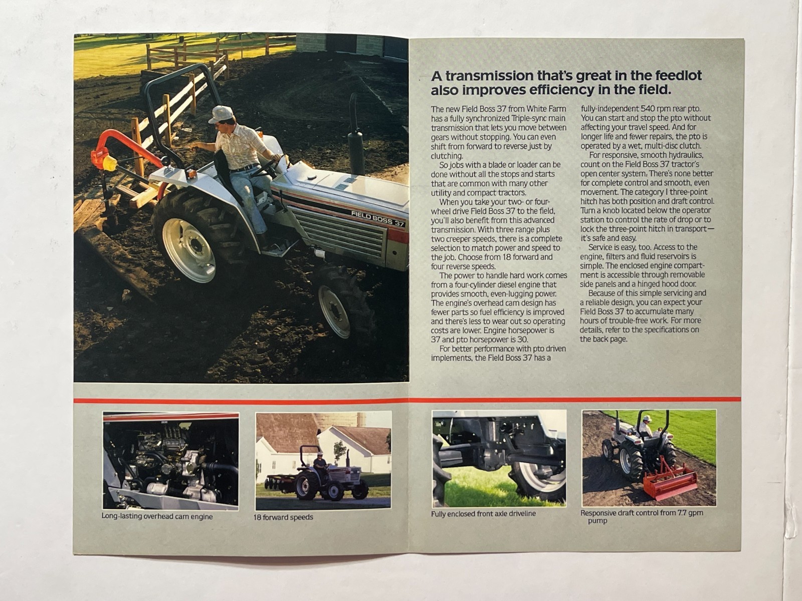Vintage 1980s – White Field Boss 37 Tractor Sales Brochure *Showroom Sales Book*