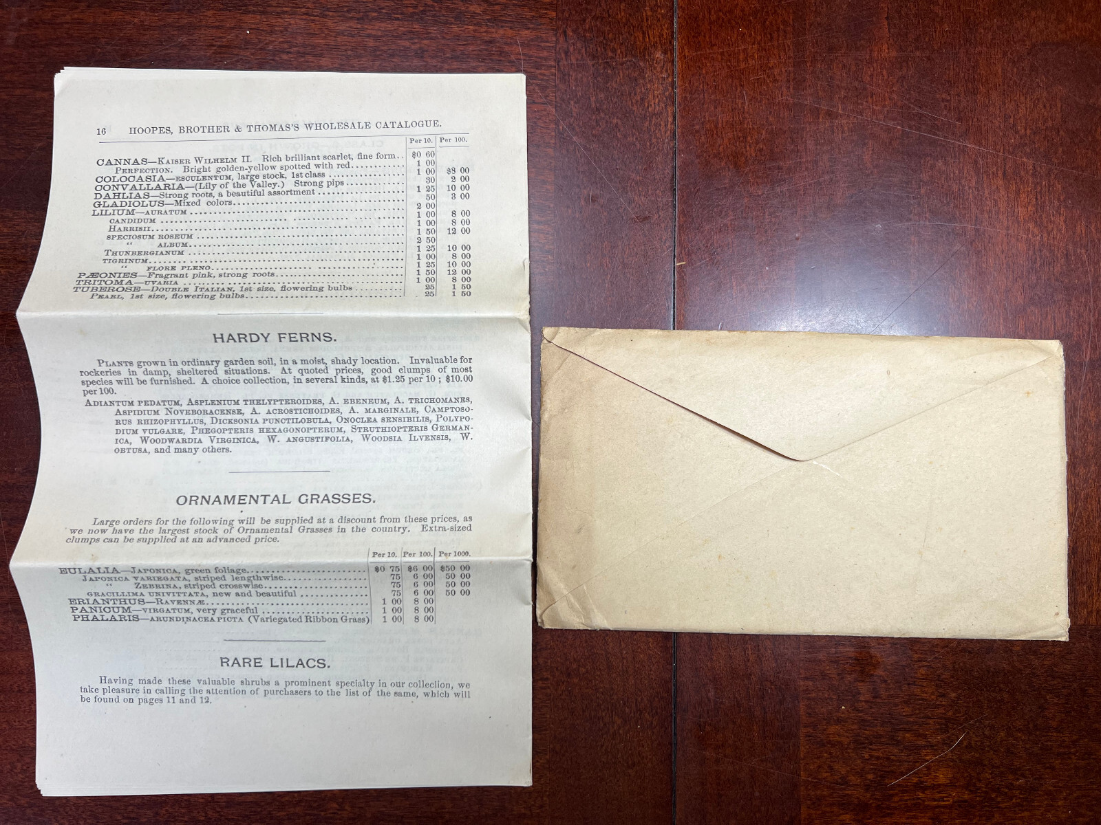 Hoopes Bro & Thomas Maple Ave Nurseries West Chester, Pa Catalogue & Envelope