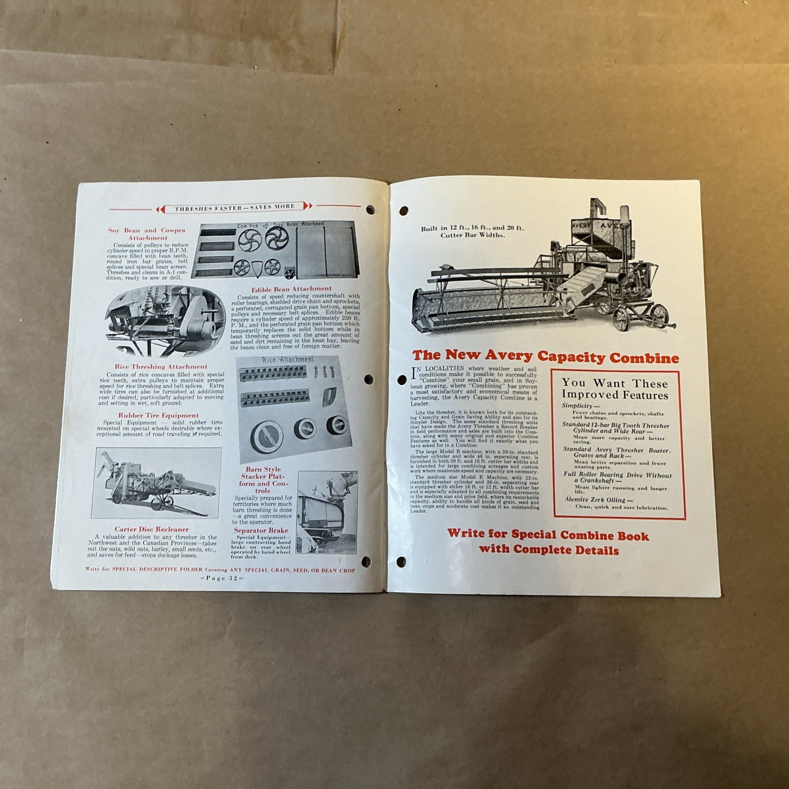 Vintage Original Threshers Catalog Avery Power Machinery Co. As Is INV-P1059