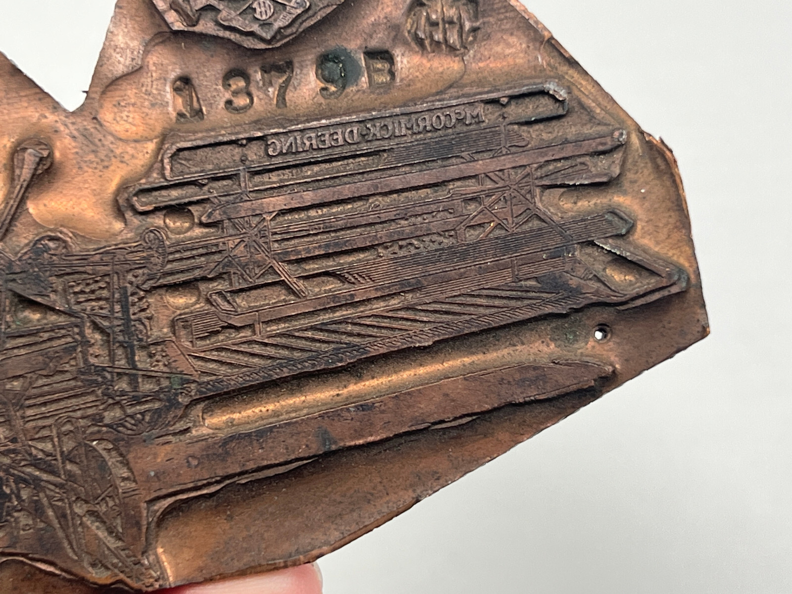 RARE McCormick Deering Copper Printing Plate combine farming thresher