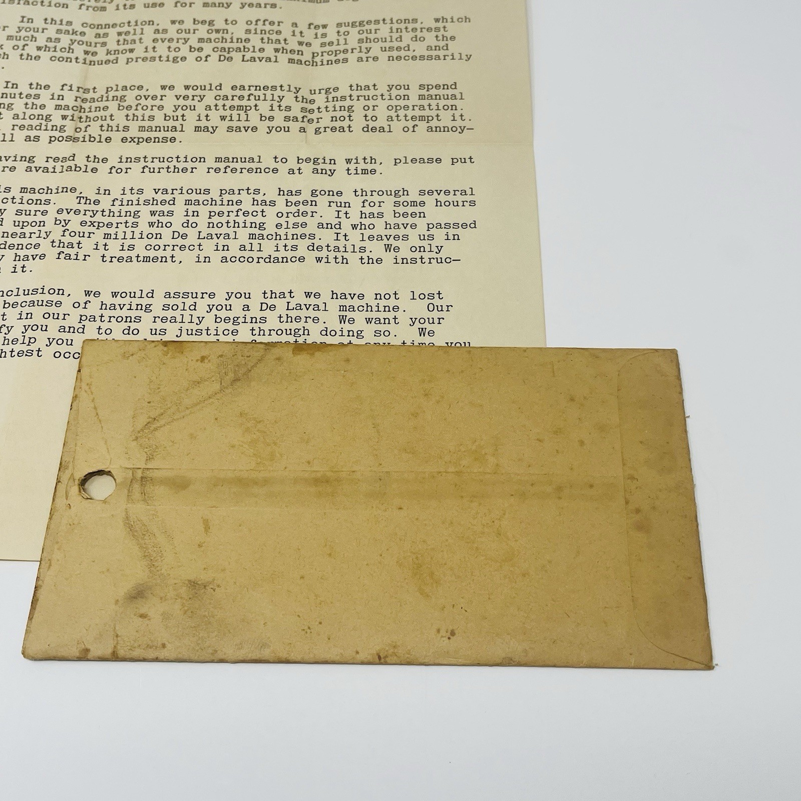 1940 The De Laval Separator Users Owners Letter Envelope