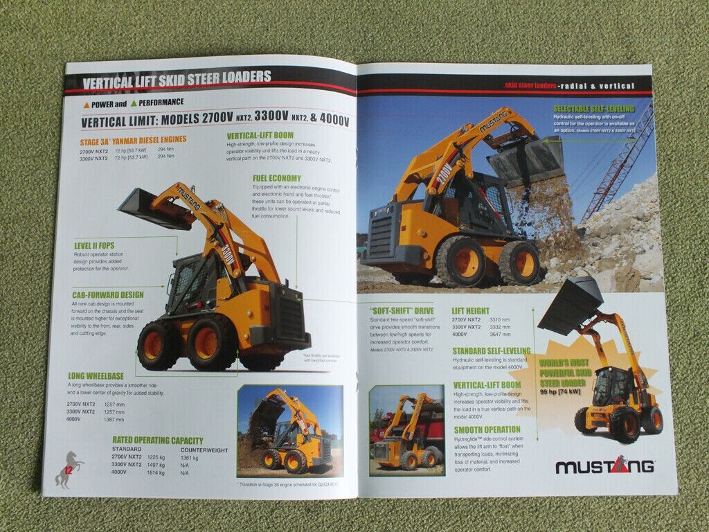 MUSTANG Skid Steer Loaders 1350R – 4000V Models Brochure Prospekt 2015
