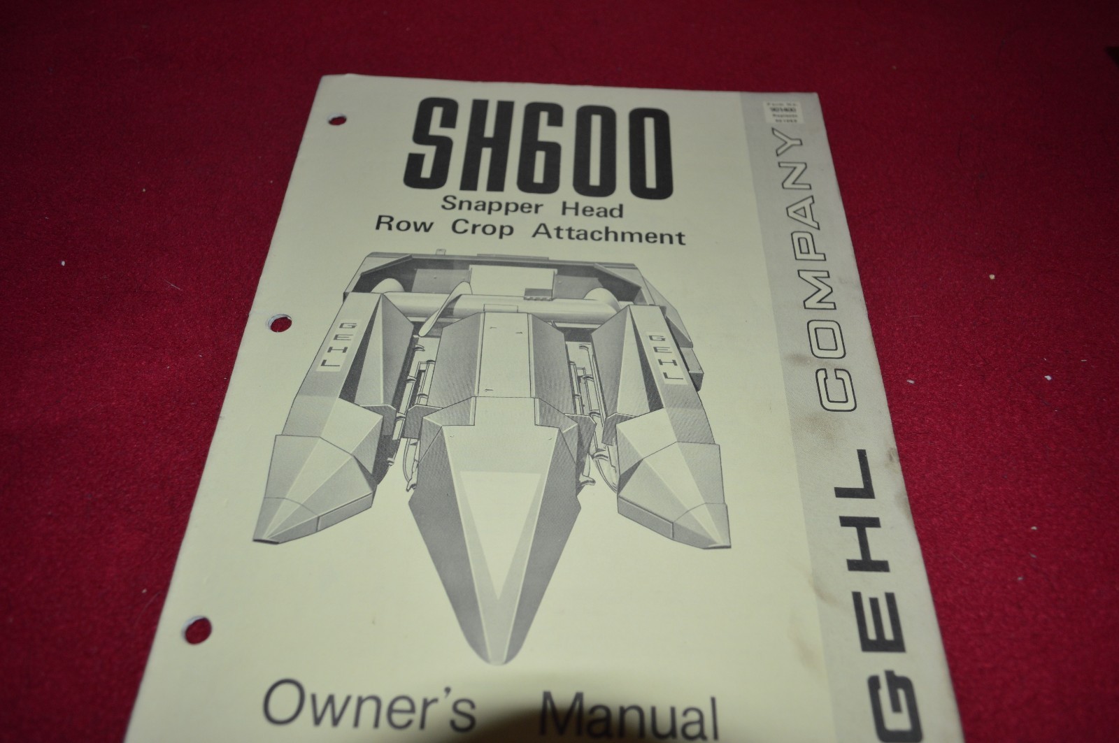 Gehl SH 600 Snapper Head Row Crop Attahment Operator&rsquo;s Manual BVPA