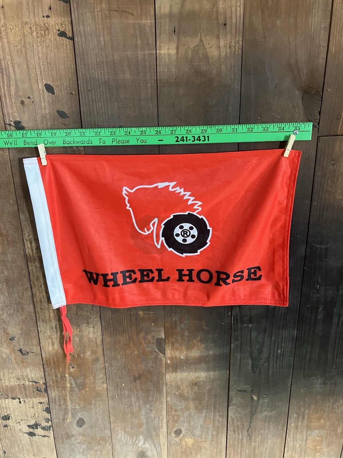Vintage Wheel Horse Dealer Banner Red Dbl sided NOS