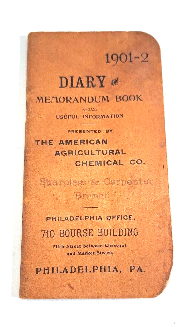 1901-2 Diary Memorandum Book American Agricultural Chemical Co PA Office