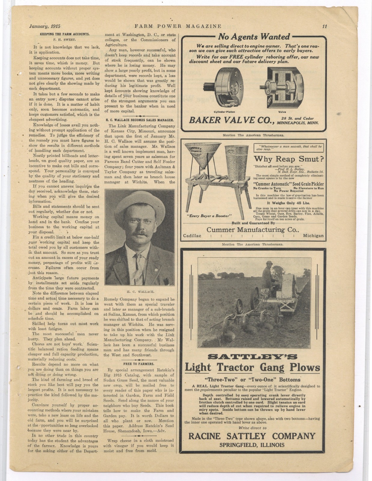 1915 Cummer Mfg. Co. of Cadillac Michigan Ad: Automatic Seed Grain Pickler