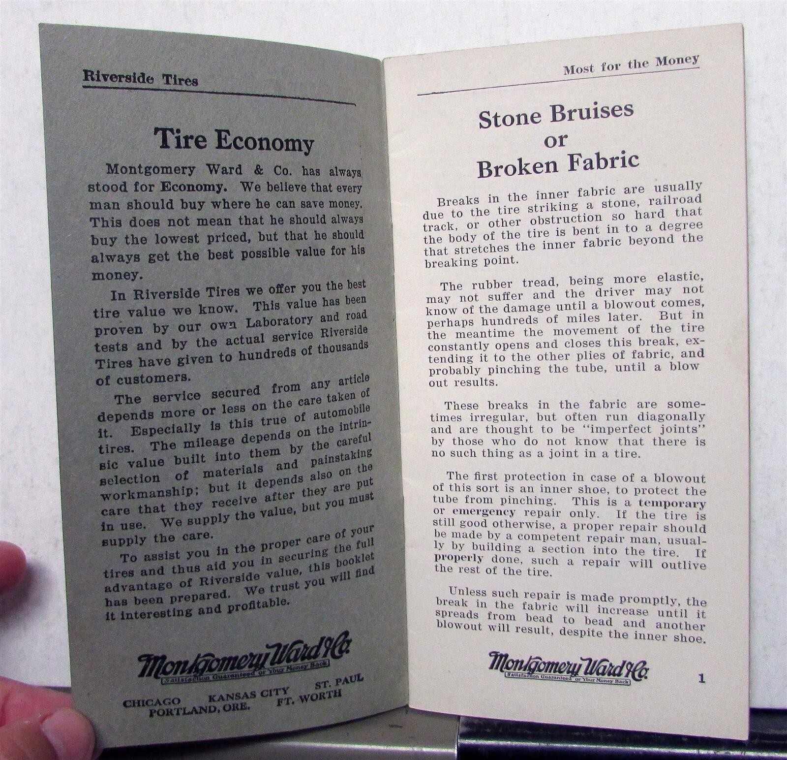 1920s Montgomery Ward Helpful Suggestions Full Mileage From Auto Tires Booklet