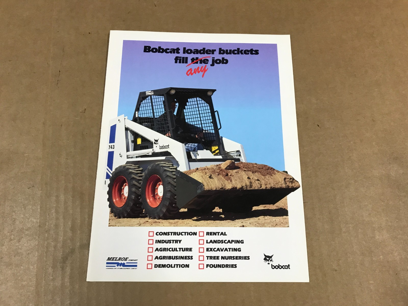 Vintage Bobcat Loader Buckets Salesman Brochure
