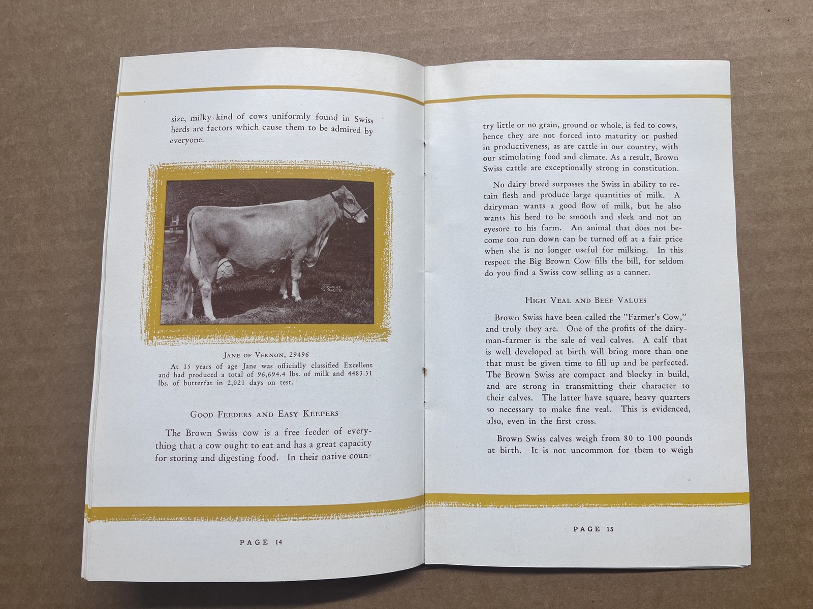 1942 Brown Swiss Cattle Breeders Association Farmer&rsquo;s Cow Booklet Dairy Vintage