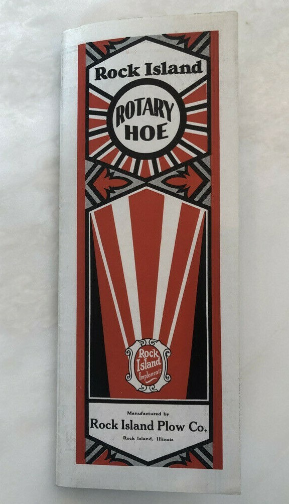 1930 ROCK ISLAND PLOWS Rotary Hoe FARM ADVERTISING Antique Brochure Poster