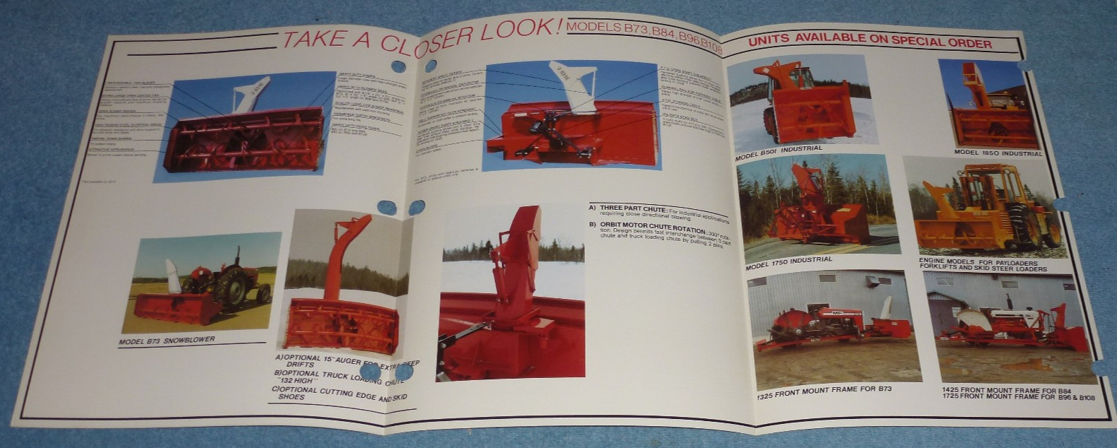 Vintage Ber-Vac Tractor Mounted Snowblowers Farm Equipment Brochure Model Specs