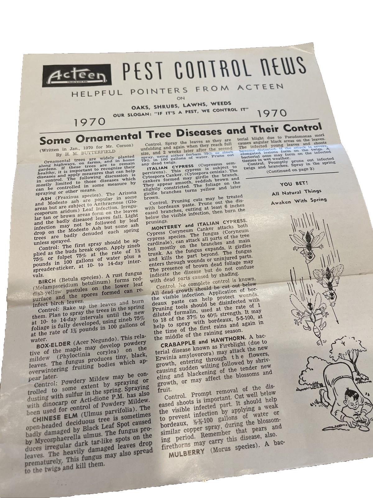 Brochure Vintage Acteen Pest Control Service News Newsletter Advertising