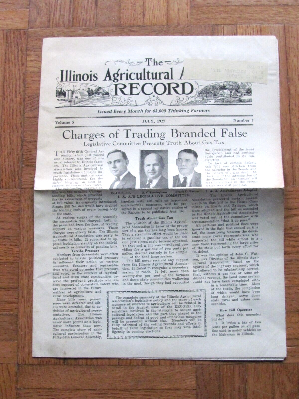 1927 ILLINOIS AGRICULTURE ASSOCIATION FARM BUREAU NEWSPAPER