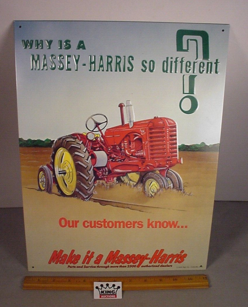 Massey Harris Farm Tractors tin sign metal advertising 16 x 14 Made in USA