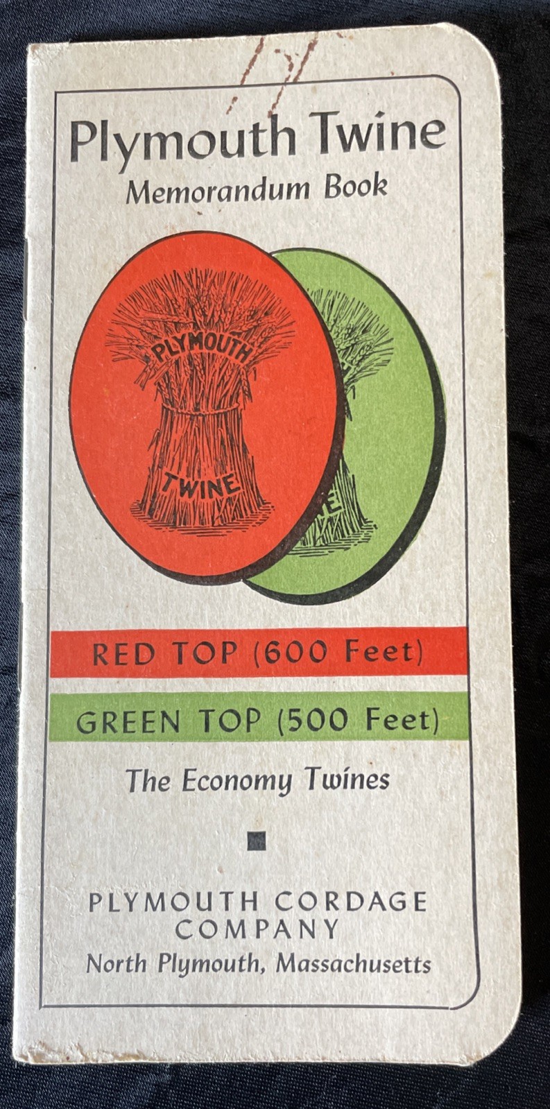 Set Of 2: 1938/39 & 1940/41 Plymouth Binder Twine Cordage Co. Pocket Note Books